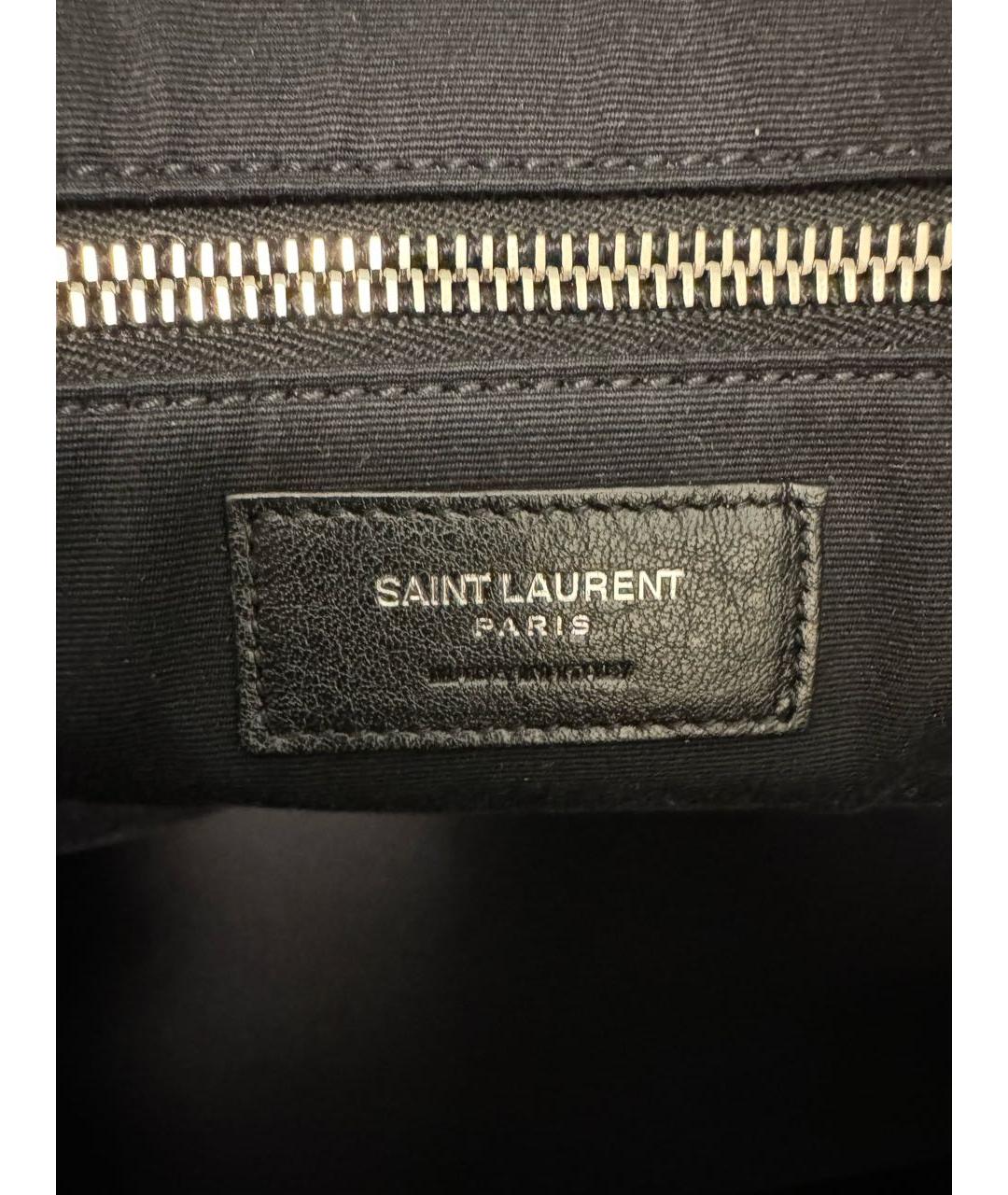 SAINT LAURENT Черная твидовая сумка тоут, фото 5