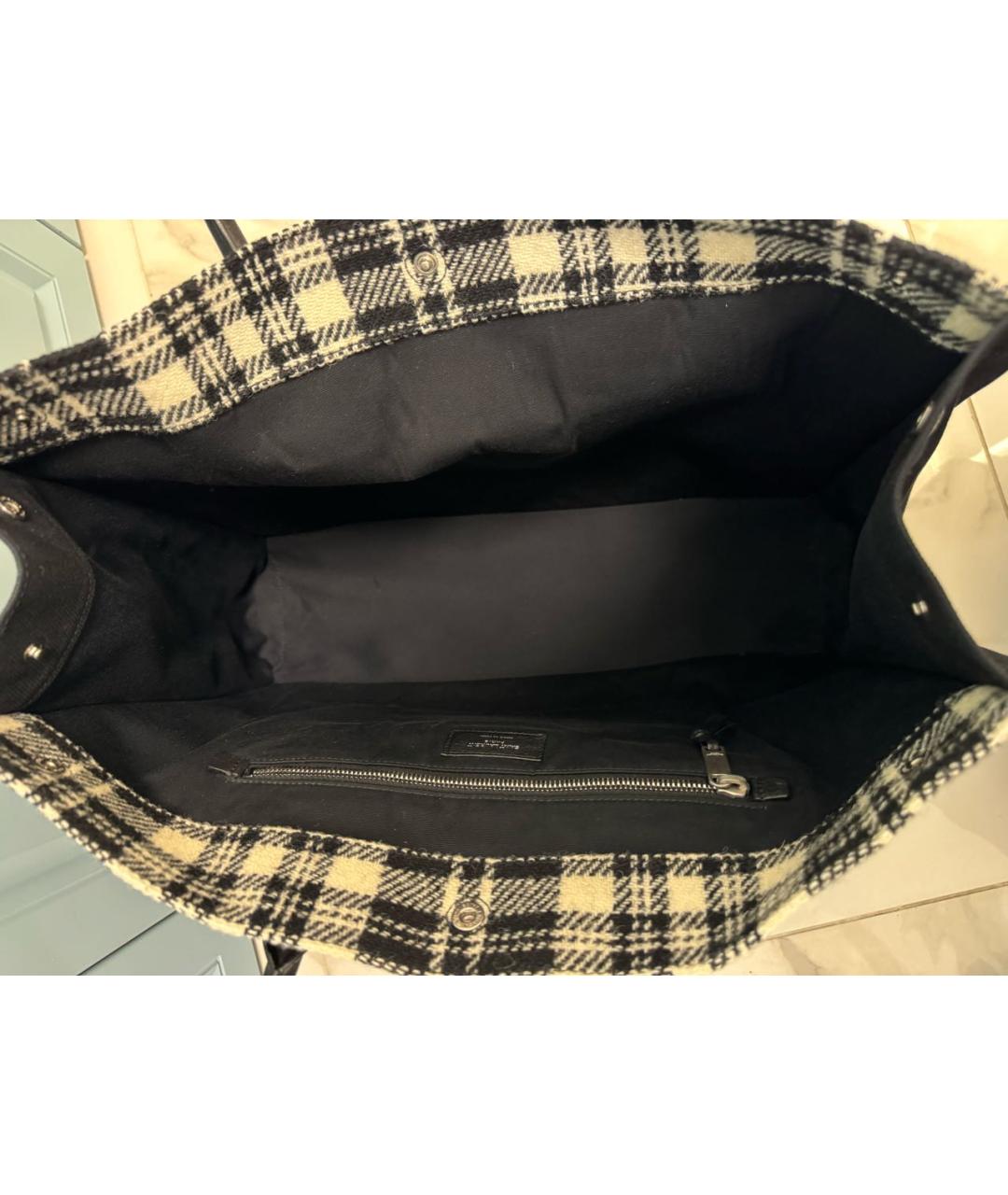 SAINT LAURENT Черная твидовая сумка тоут, фото 3