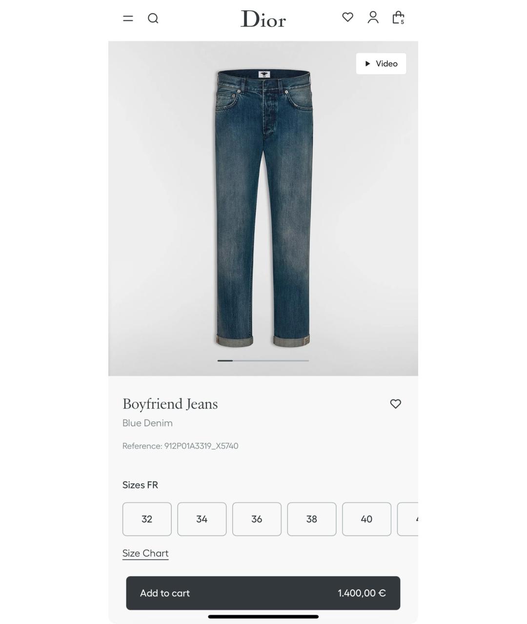 CHRISTIAN DIOR Темно-синие хлопковые прямые джинсы, фото 5