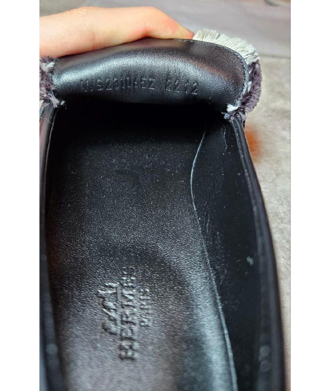 HERMES Черные кожаные лоферы, фото 5