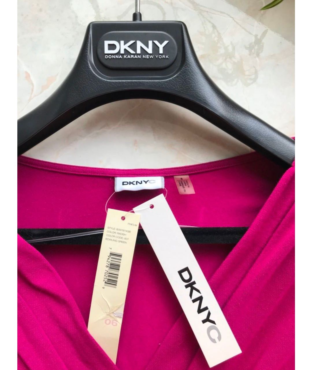 DKNY Фуксия вискозное коктейльное платье, фото 3