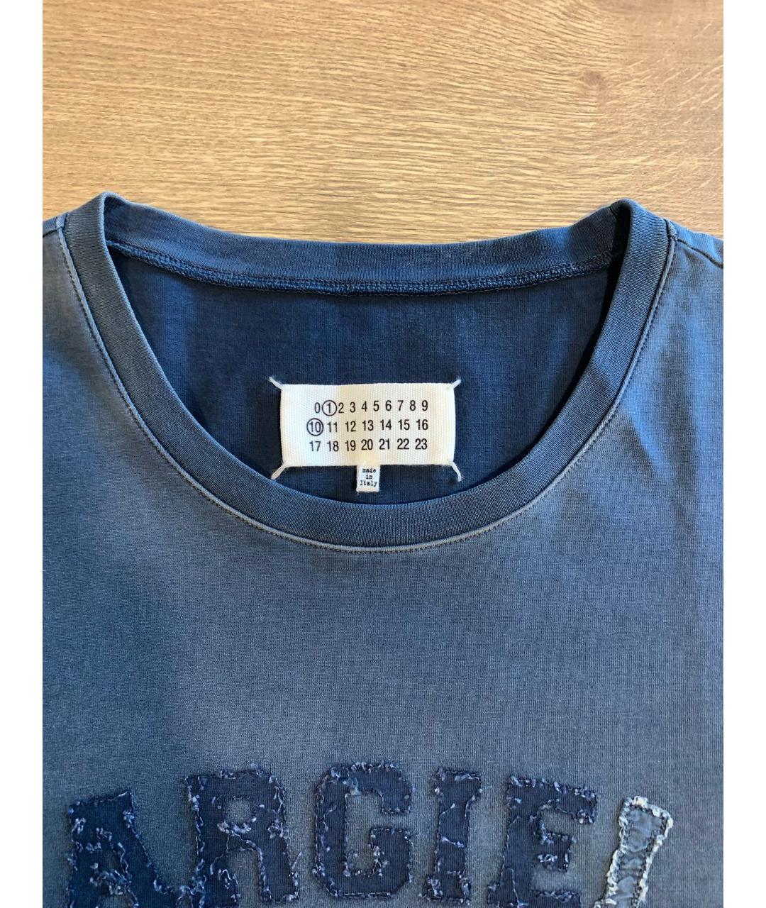 MAISON MARGIELA Синяя хлопковая футболка, фото 3