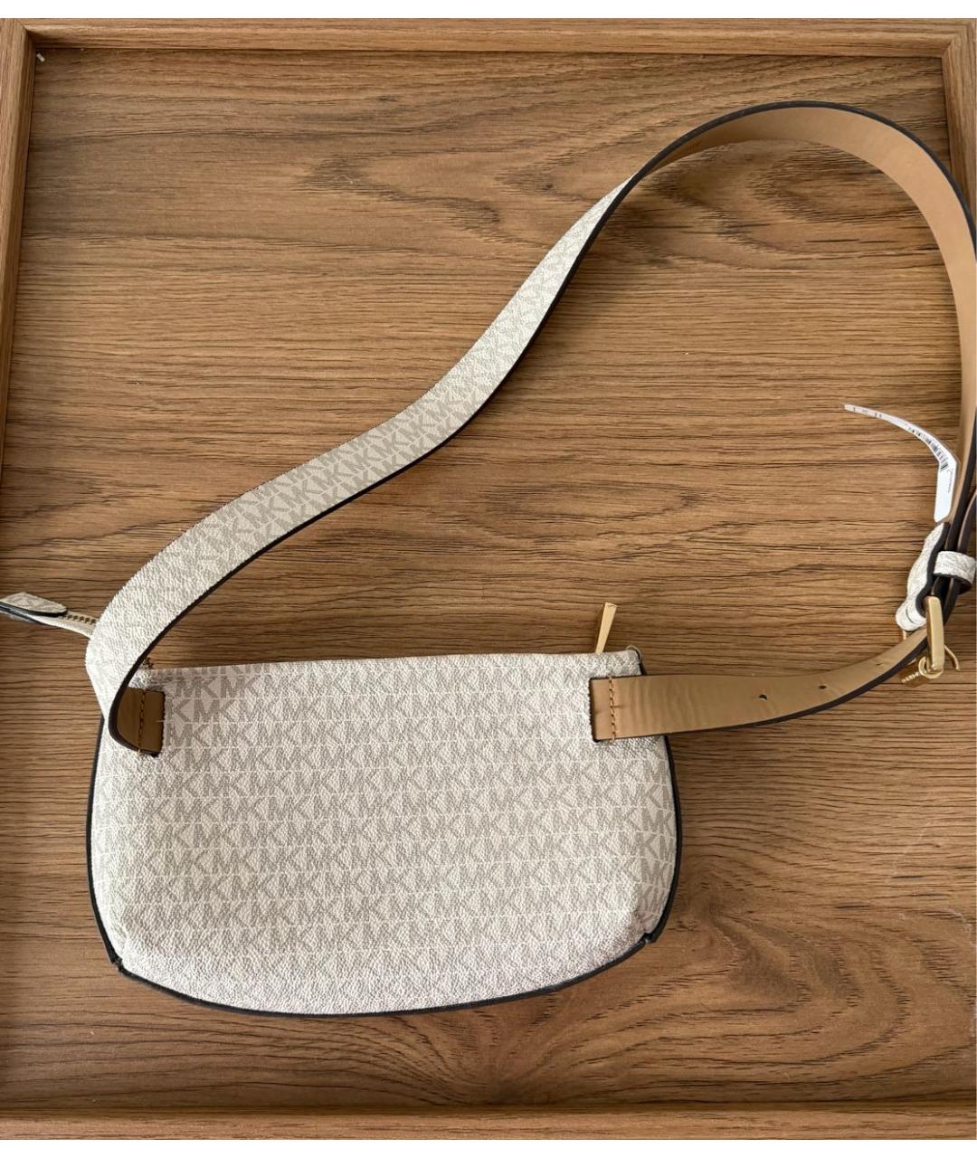 MICHAEL KORS Бежевая кожаная поясная сумка, фото 2