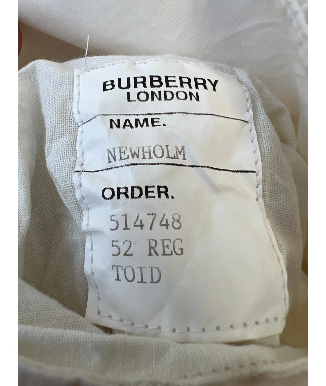 BURBERRY Белый хлопковый тренч / плащ, фото 4
