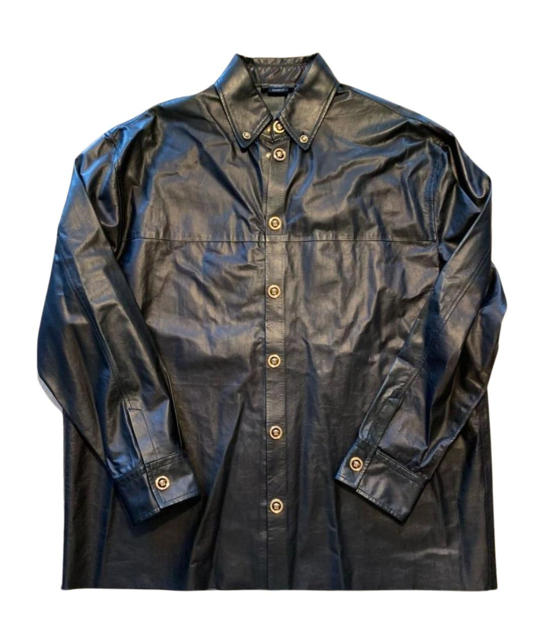 VERSACE Черная кожаная рубашка, фото 1