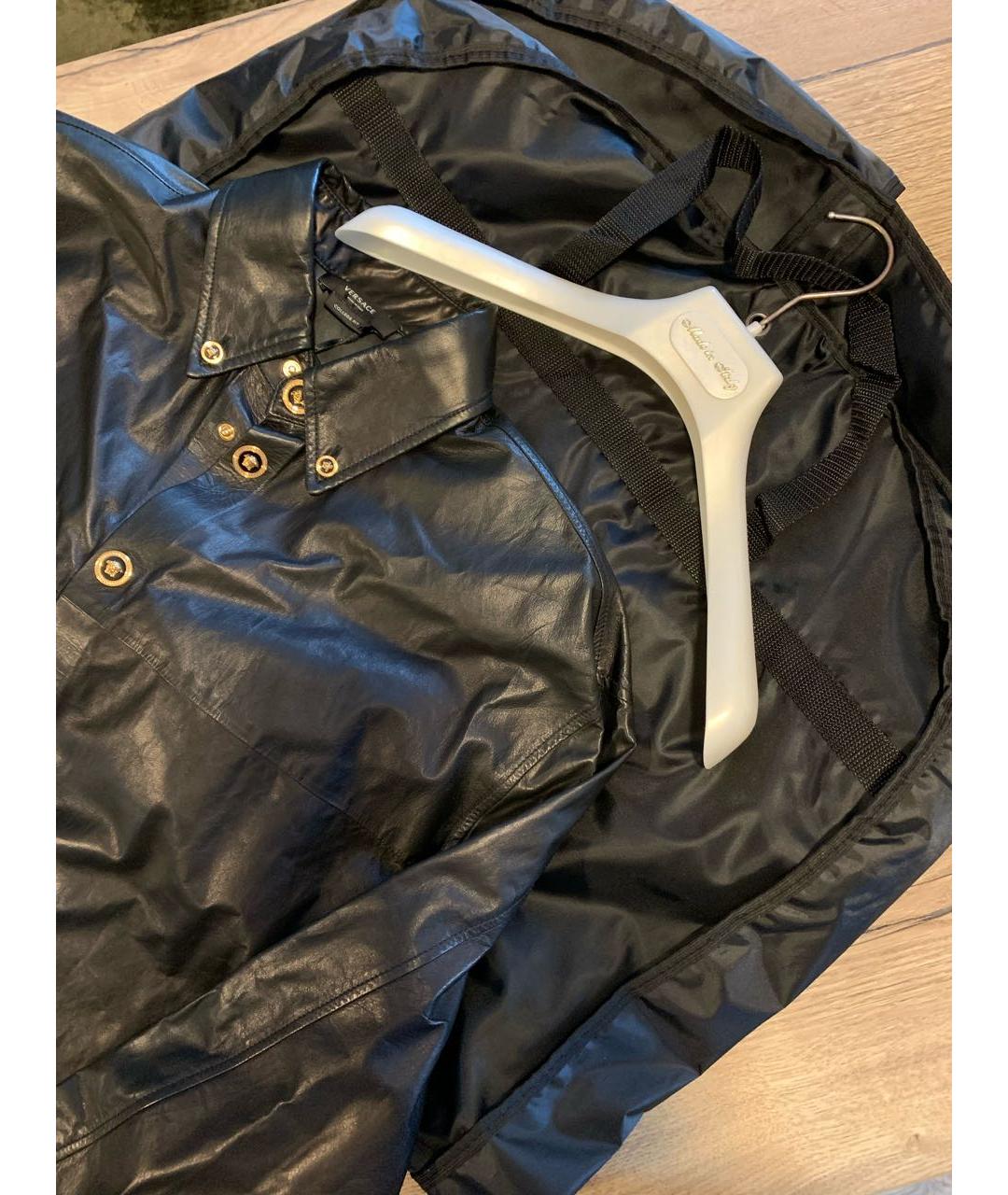 VERSACE Черная кожаная рубашка, фото 8