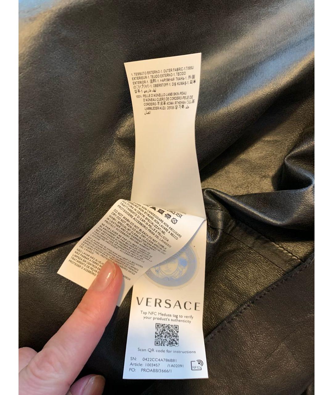 VERSACE Черная кожаная рубашка, фото 5