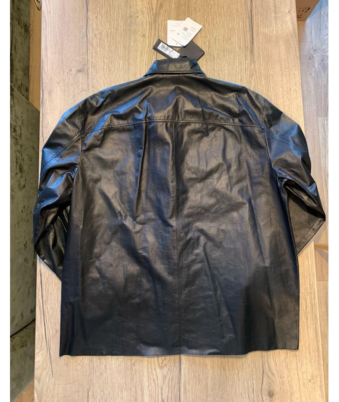 VERSACE Черная кожаная рубашка, фото 2