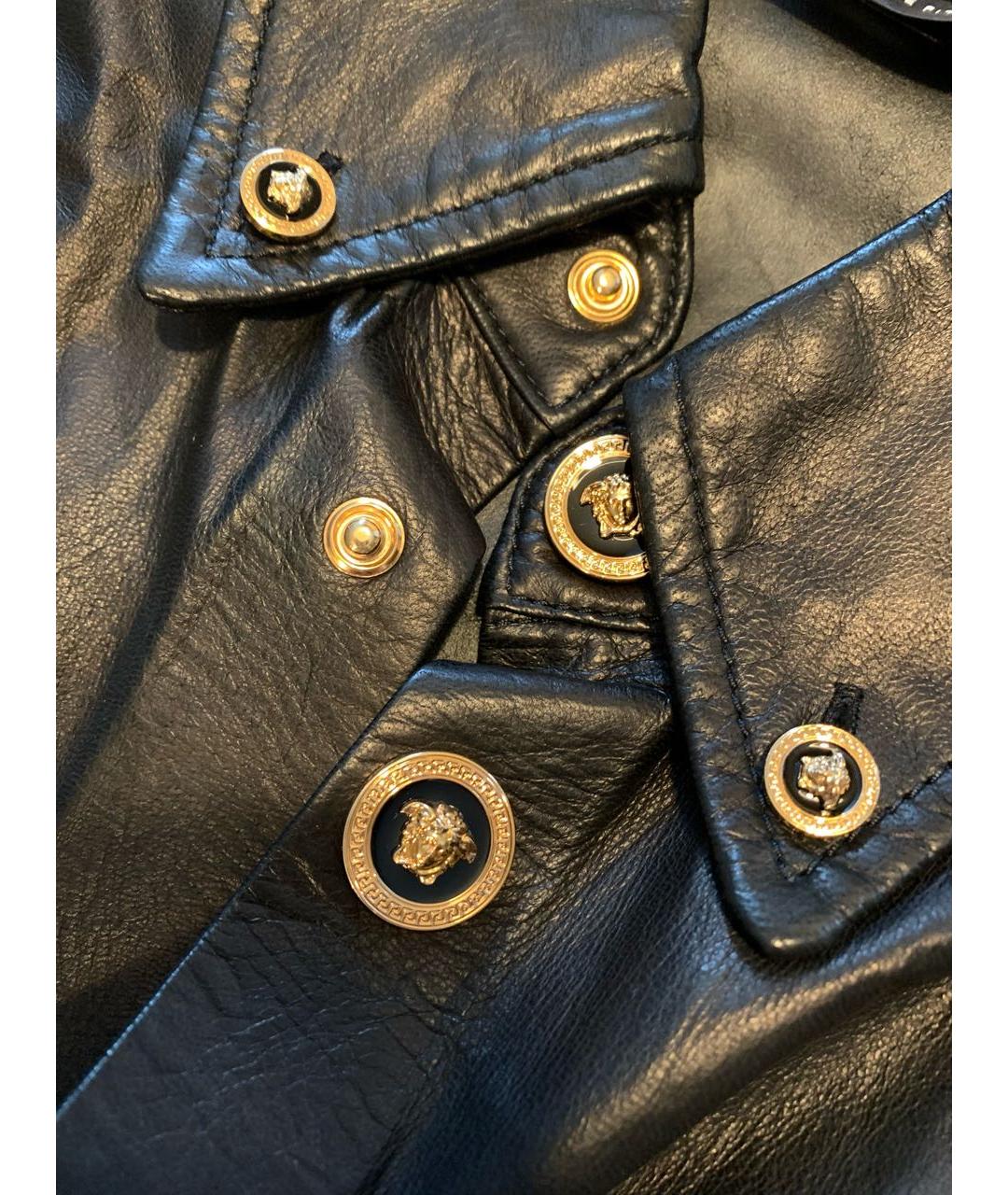 VERSACE Черная кожаная рубашка, фото 6