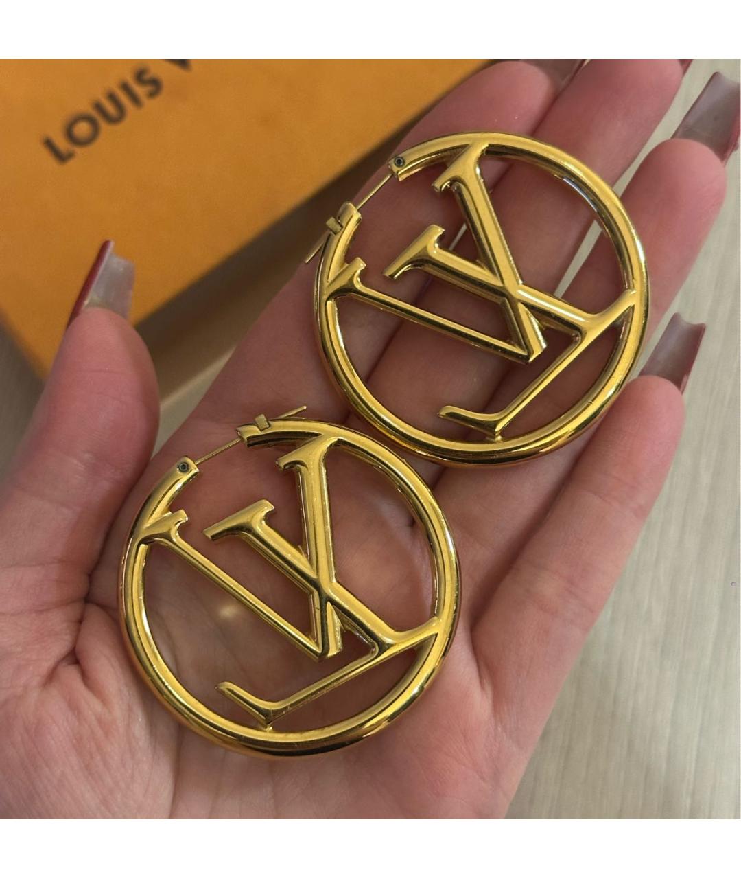 LOUIS VUITTON Золотые металлические серьги, фото 3