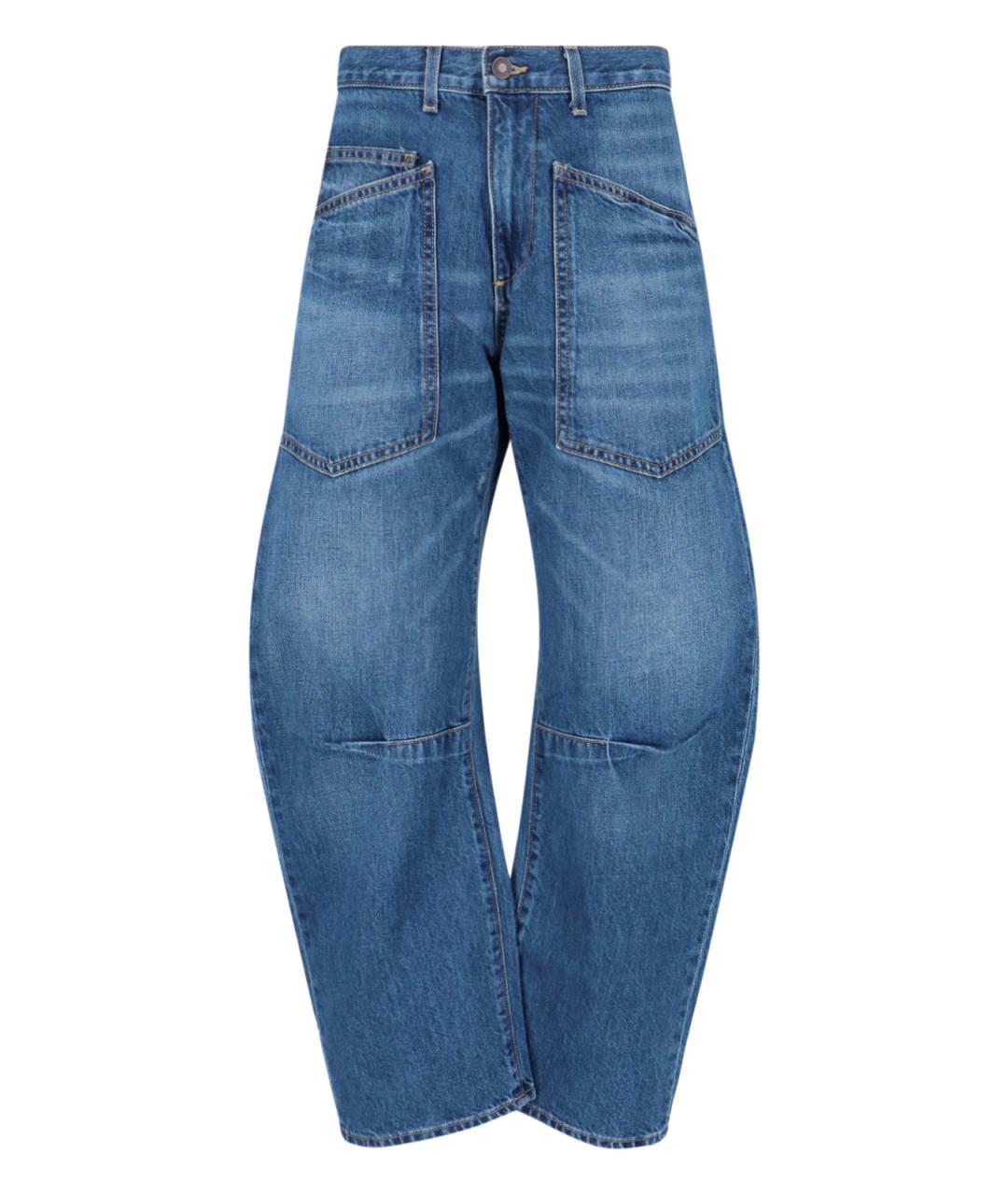 NILI LOTAN Синие хлопковые прямые джинсы, фото 1