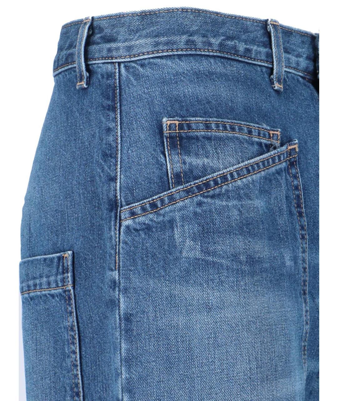 NILI LOTAN Синие хлопковые прямые джинсы, фото 4