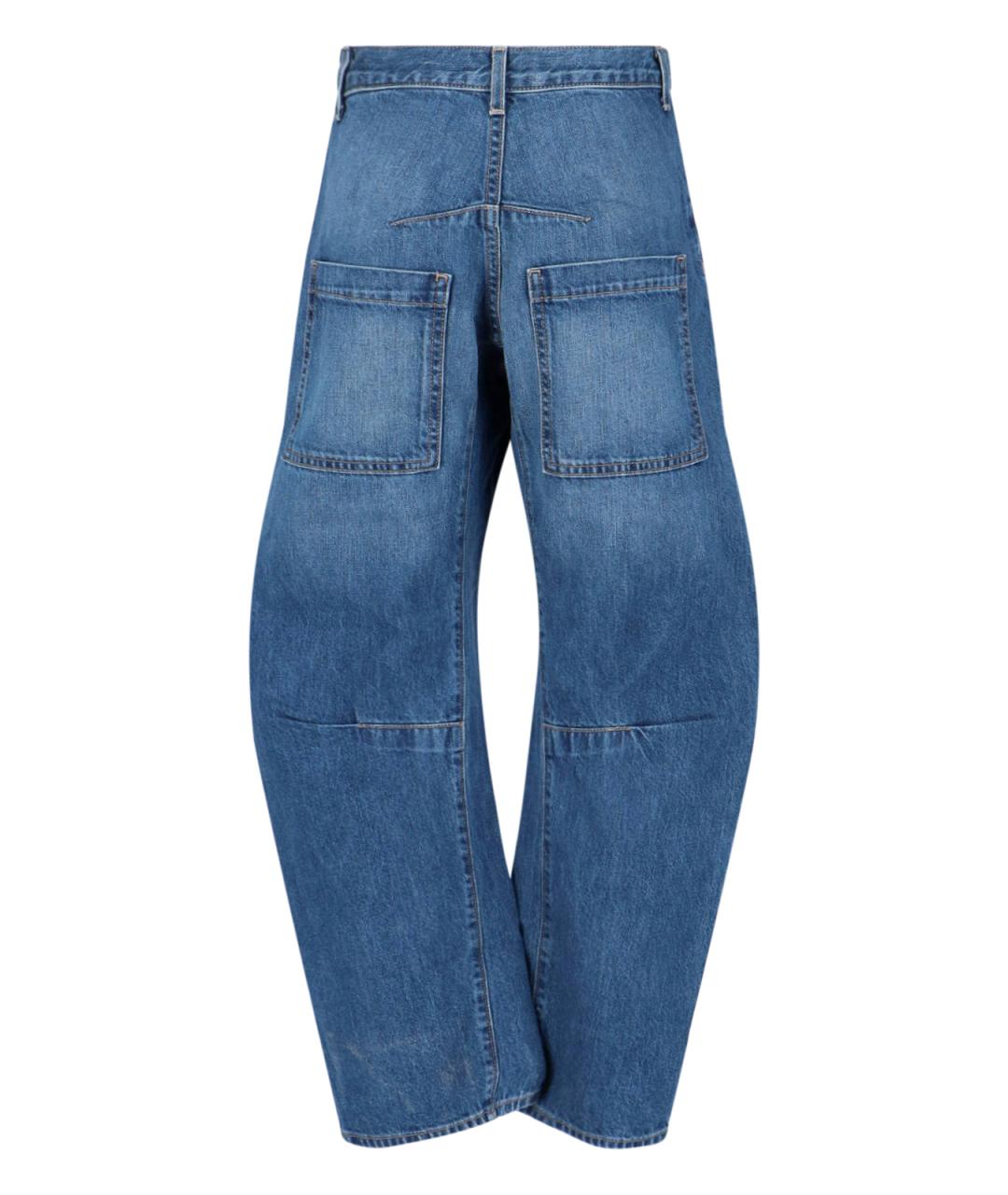 NILI LOTAN Синие хлопковые прямые джинсы, фото 2