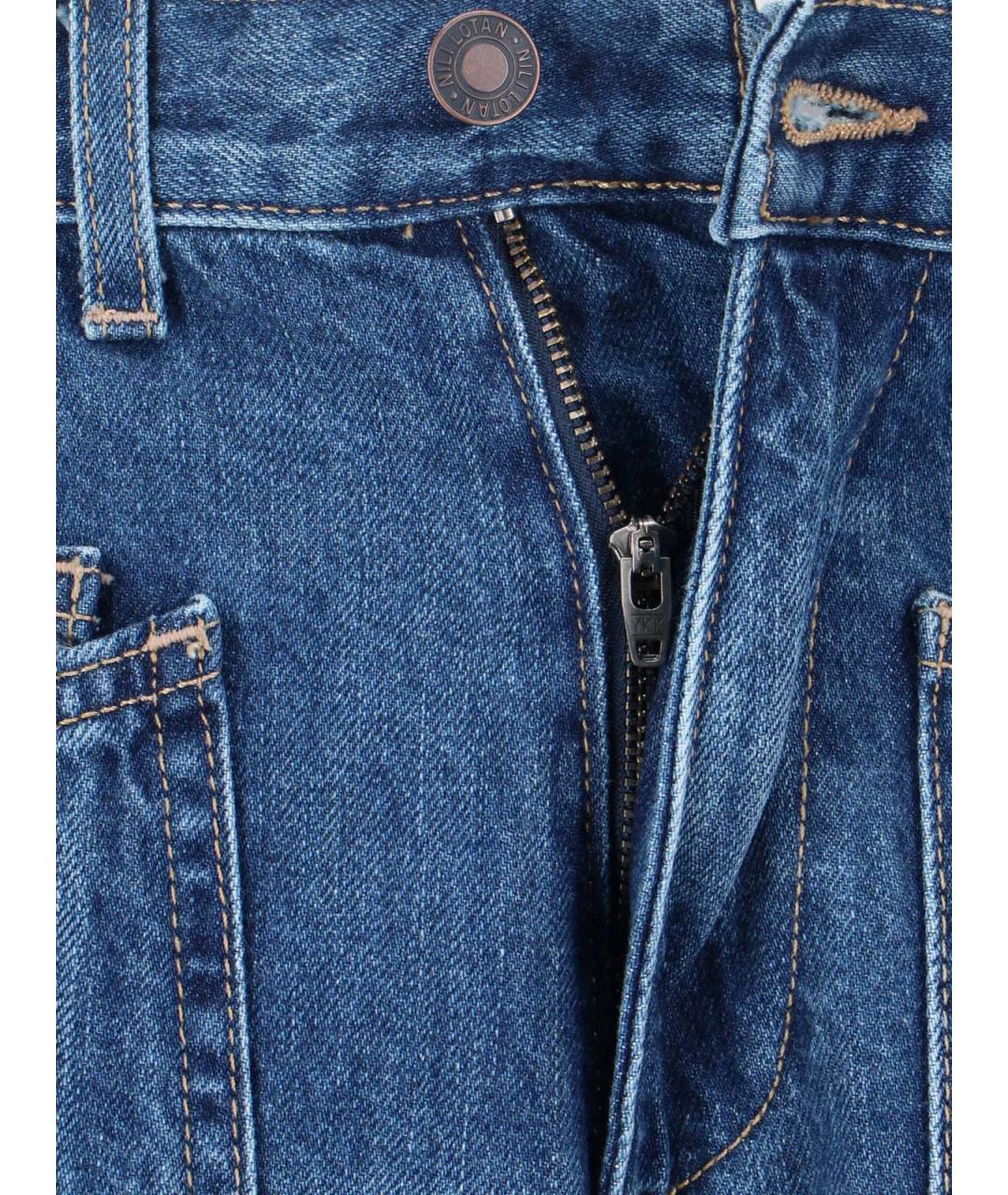 NILI LOTAN Синие хлопковые прямые джинсы, фото 5