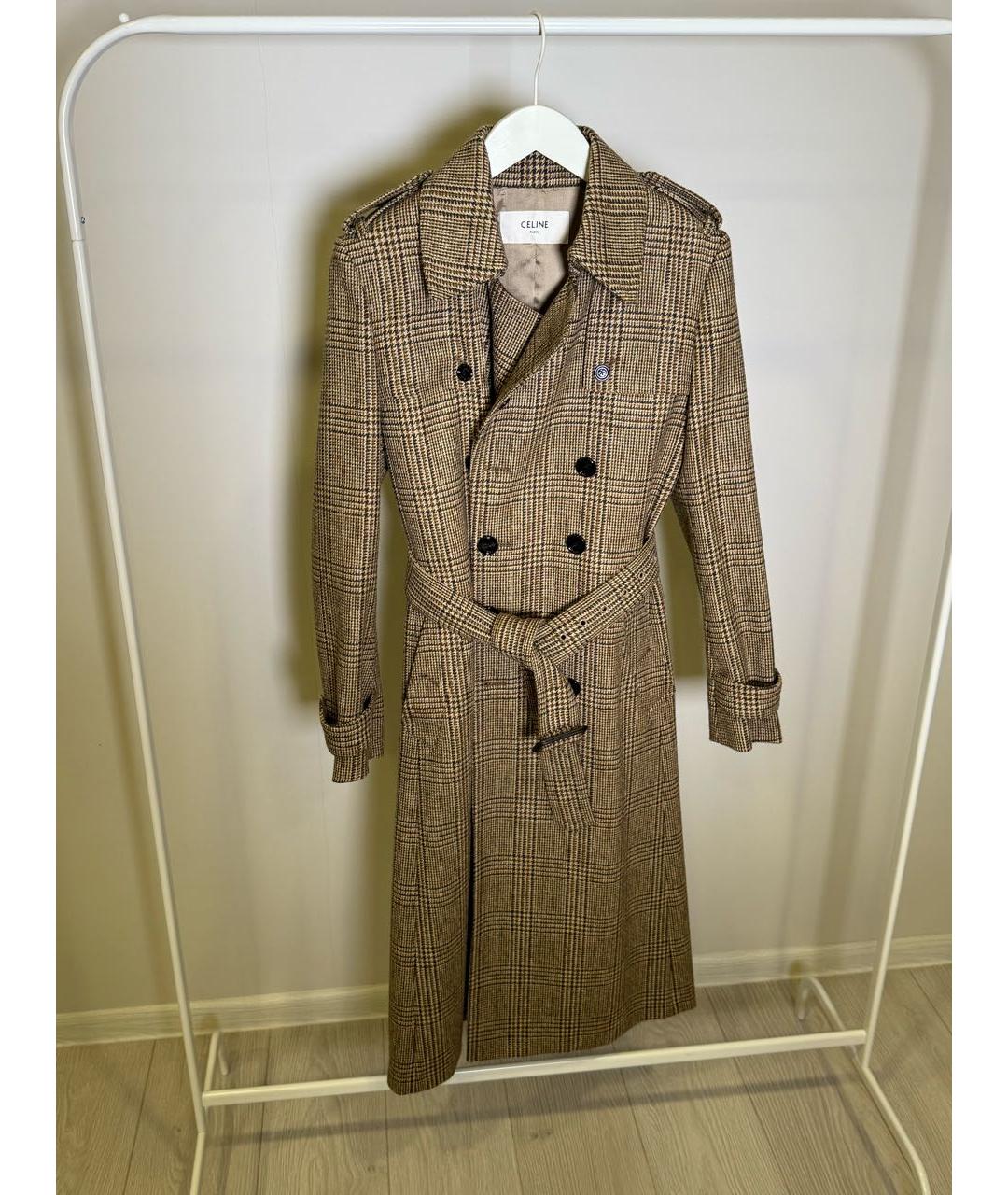 CELINE Коричневое шерстяное пальто, фото 3
