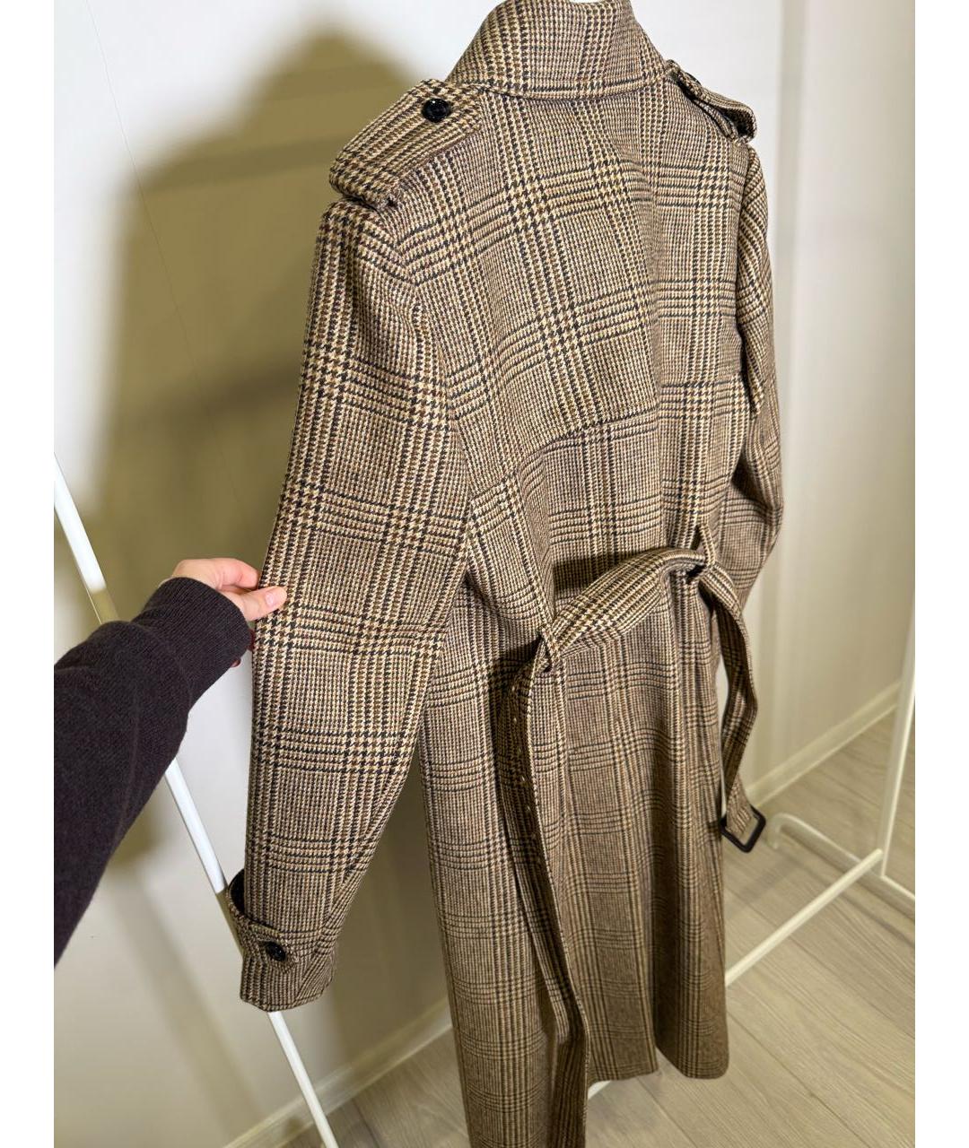CELINE Коричневое шерстяное пальто, фото 5