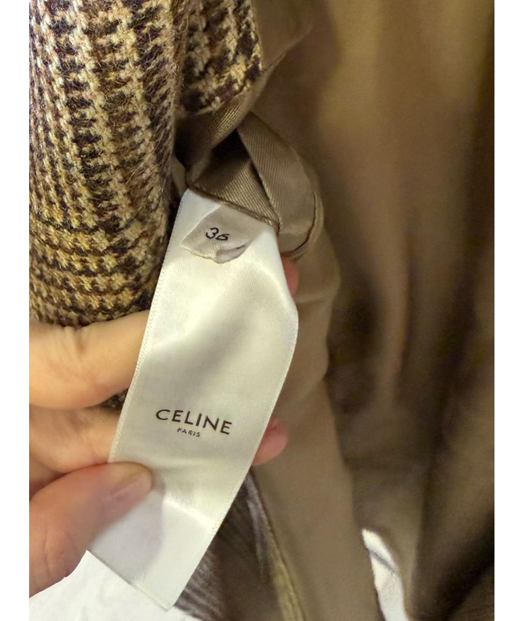 CELINE Коричневое шерстяное пальто, фото 6