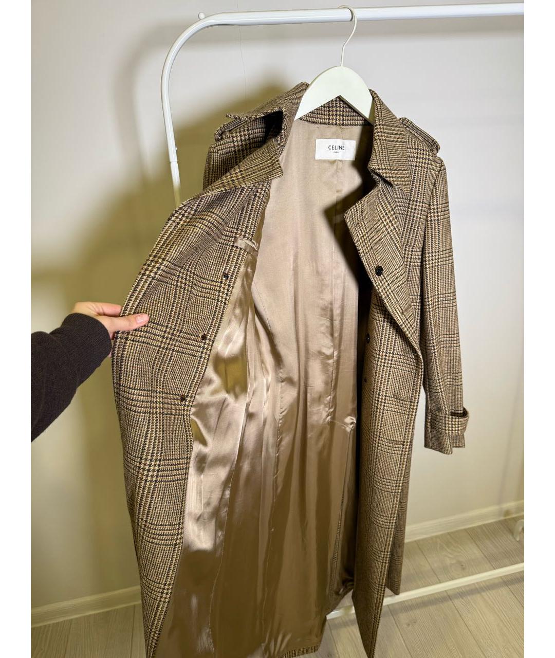 CELINE Коричневое шерстяное пальто, фото 4