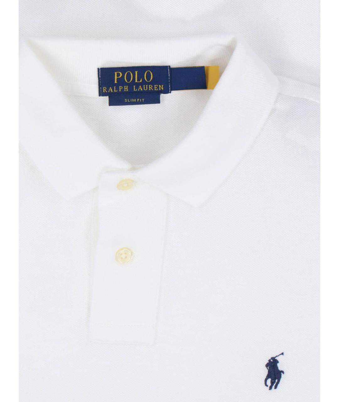 POLO RALPH LAUREN Белое хлопковое поло с длинным рукавом, фото 3