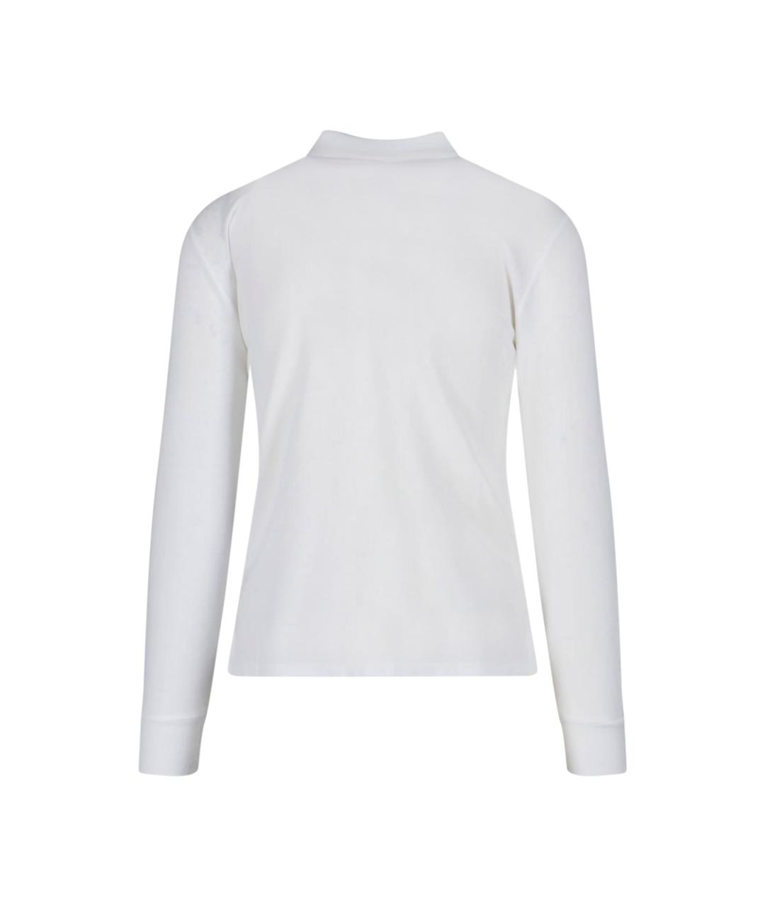 POLO RALPH LAUREN Белое хлопковое поло с длинным рукавом, фото 2