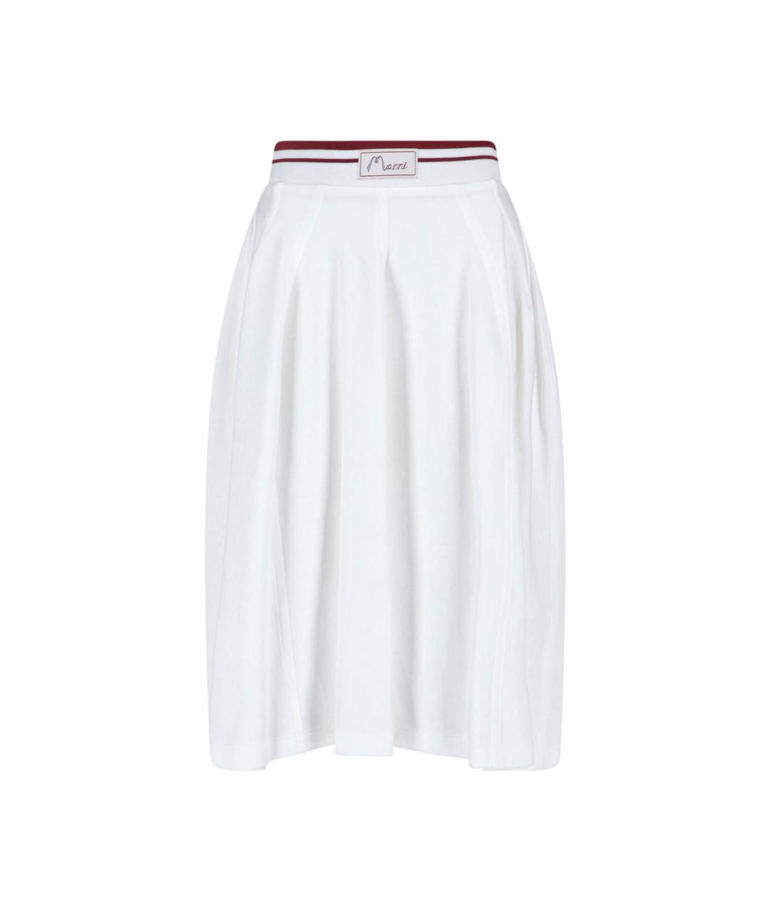 MARNI Белая хлопковая юбка миди, фото 1