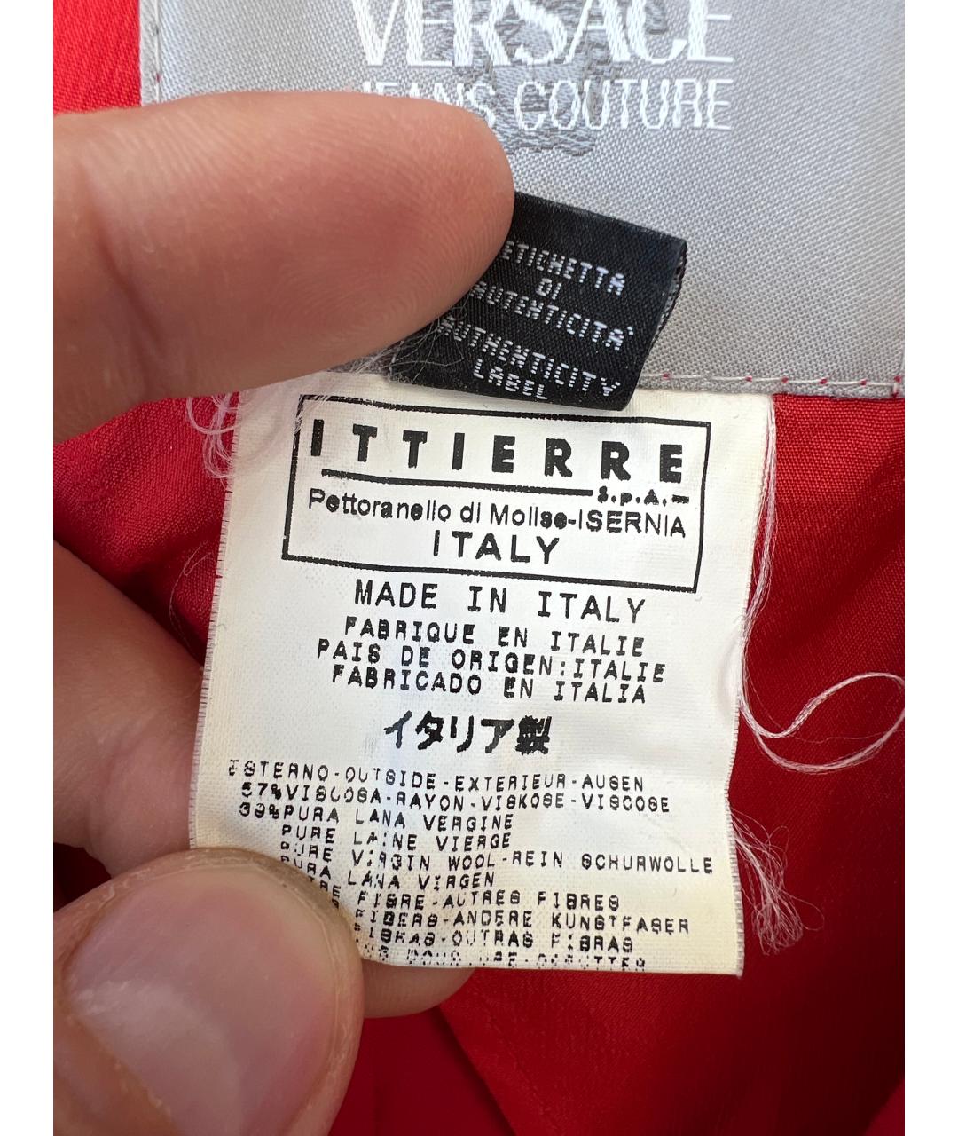 VERSACE JEANS COUTURE Красный шерстяной жакет/пиджак, фото 4