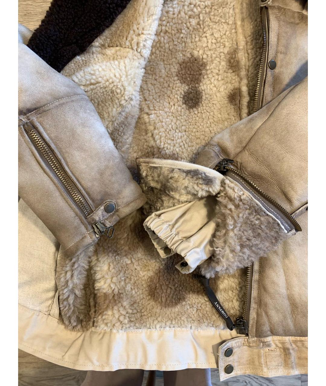 CP COMPANY Бежевая замшевая дубленка/шуба, фото 8
