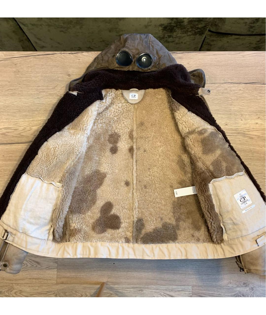 CP COMPANY Бежевая замшевая дубленка/шуба, фото 6