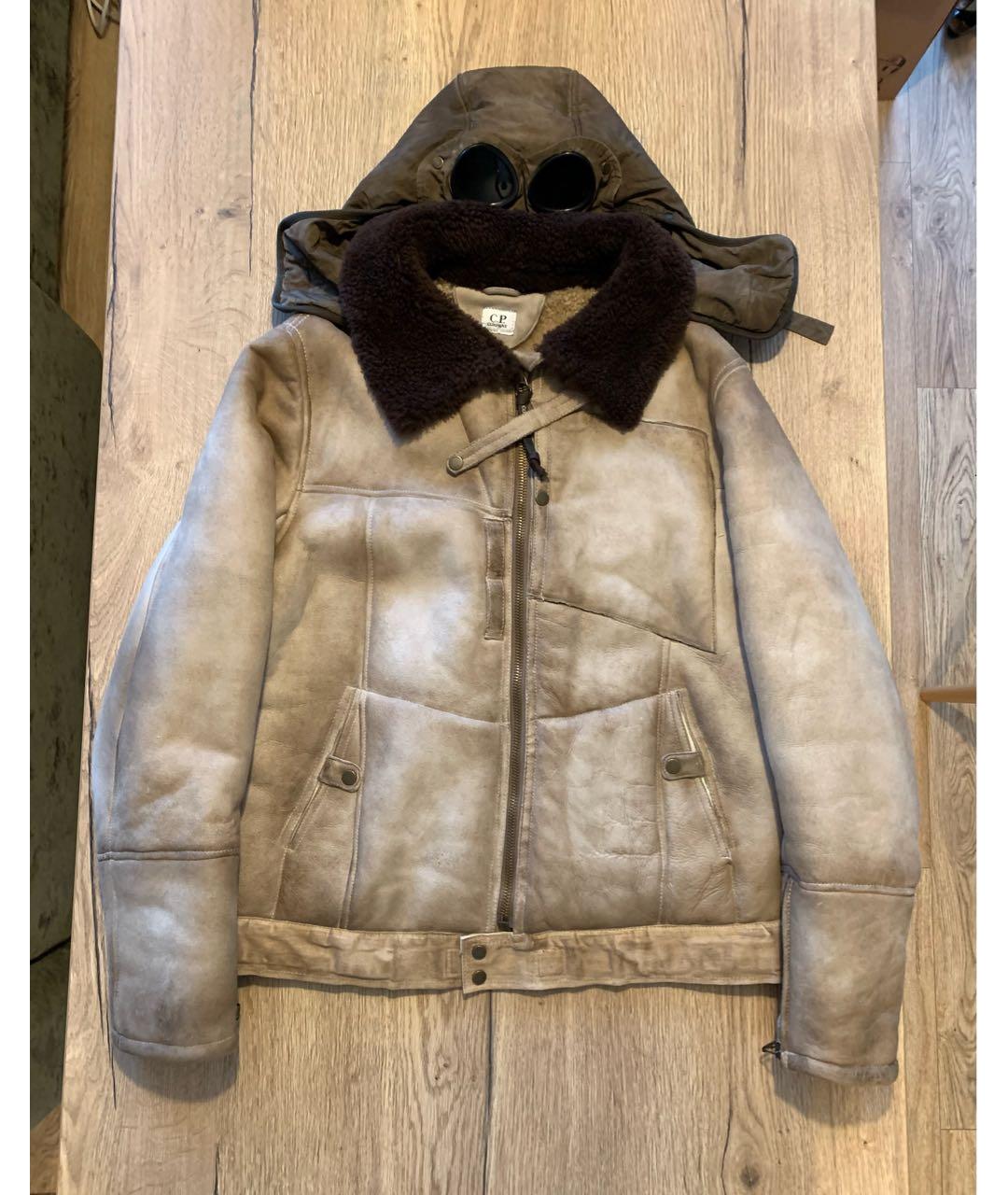 CP COMPANY Бежевая замшевая дубленка/шуба, фото 9