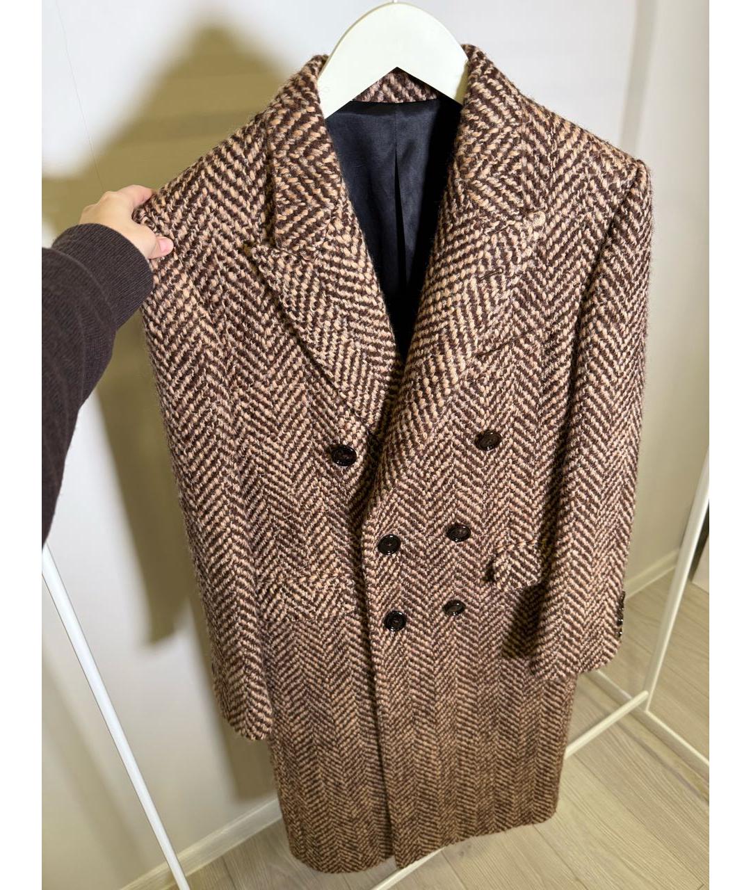 CELINE Коричневое шерстяное пальто, фото 4