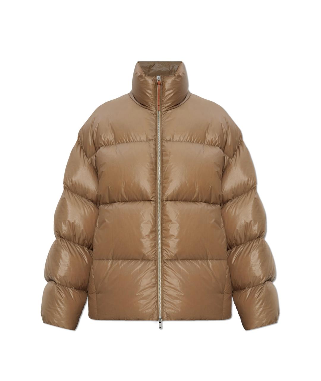 JIL SANDER Коричневый полиамидовый пуховик, фото 1