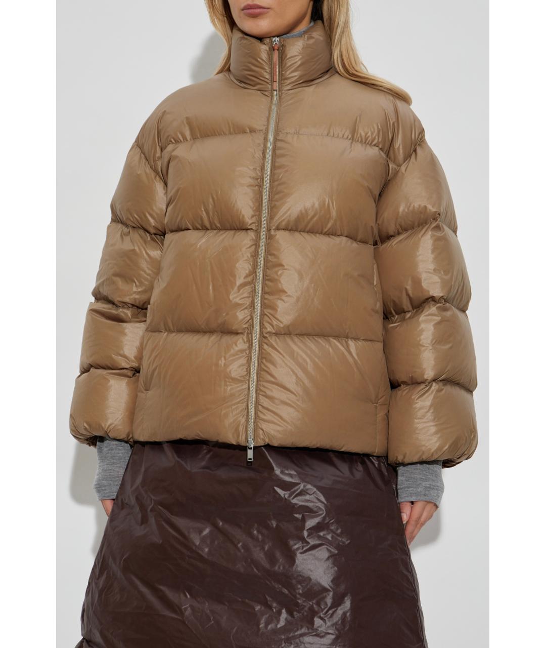 JIL SANDER Коричневый полиамидовый пуховик, фото 2
