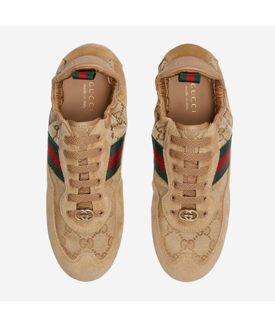 GUCCI Бежевые кожаные кроссовки, фото 4