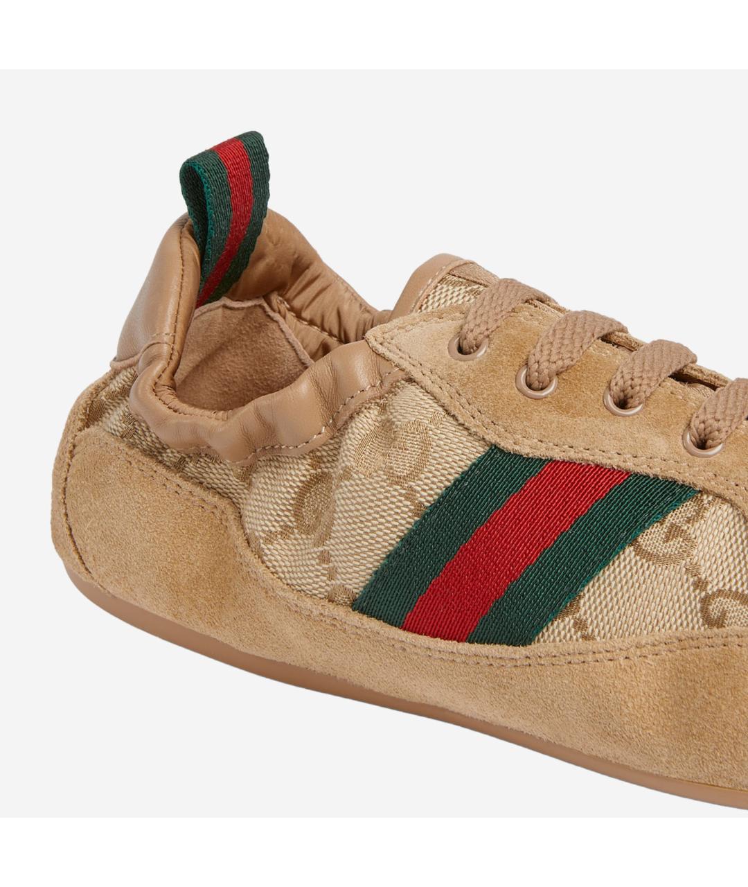 GUCCI Бежевые кожаные кроссовки, фото 5
