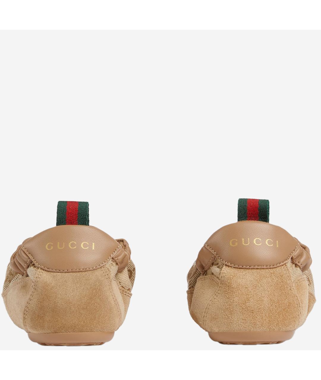 GUCCI Бежевые кожаные кроссовки, фото 3