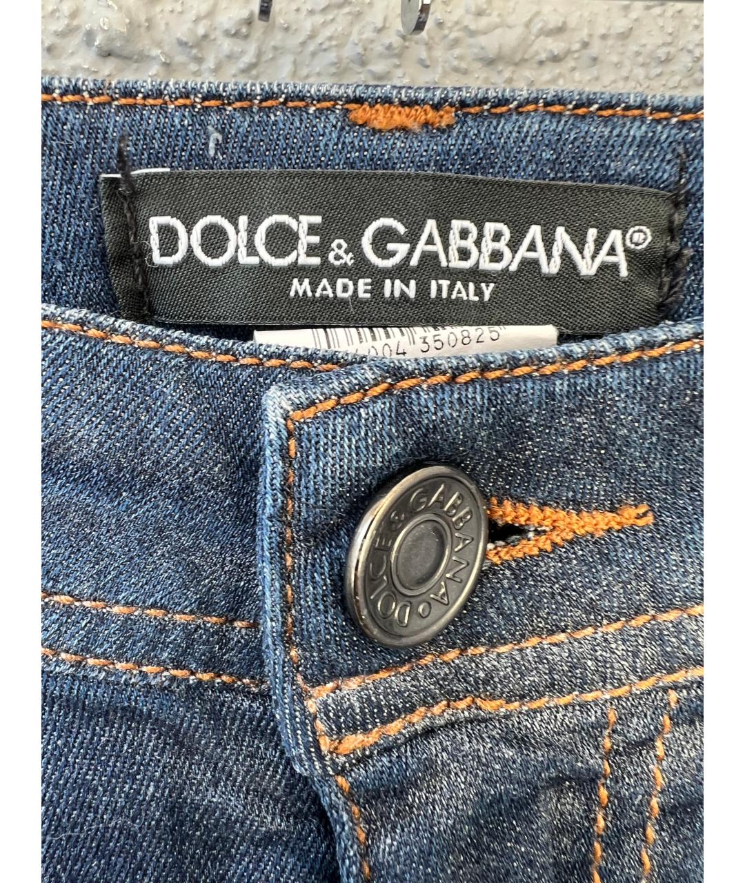 DOLCE&GABBANA Темно-синие хлопковые джинсы слим, фото 3