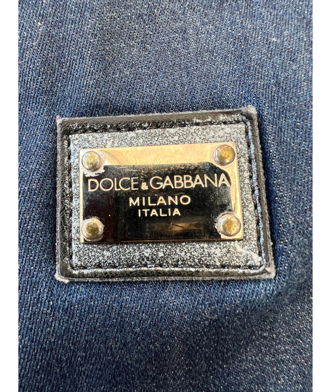 DOLCE&GABBANA Темно-синие хлопковые джинсы слим, фото 5