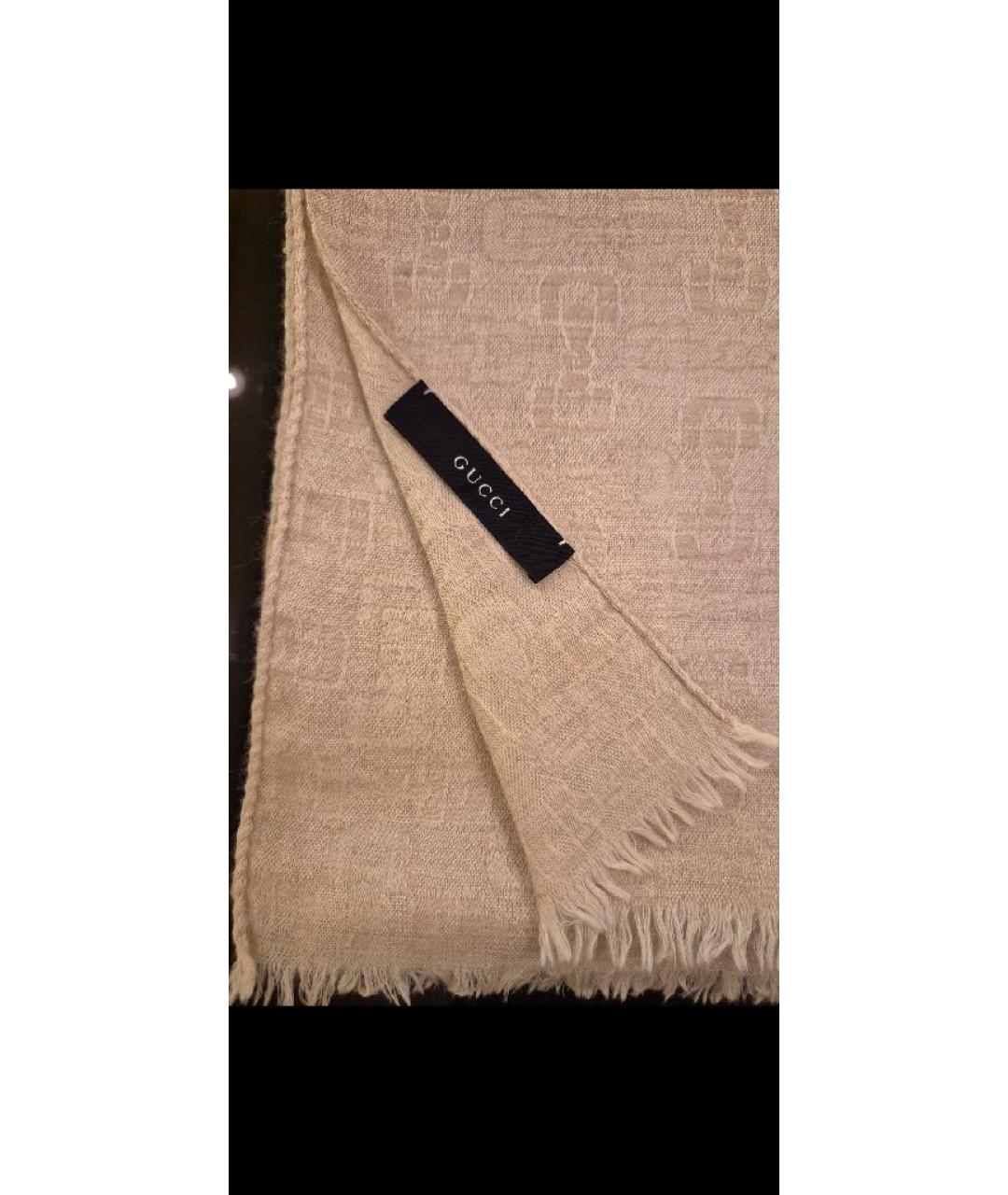 GUCCI Бежевый кашемировый шарф, фото 2
