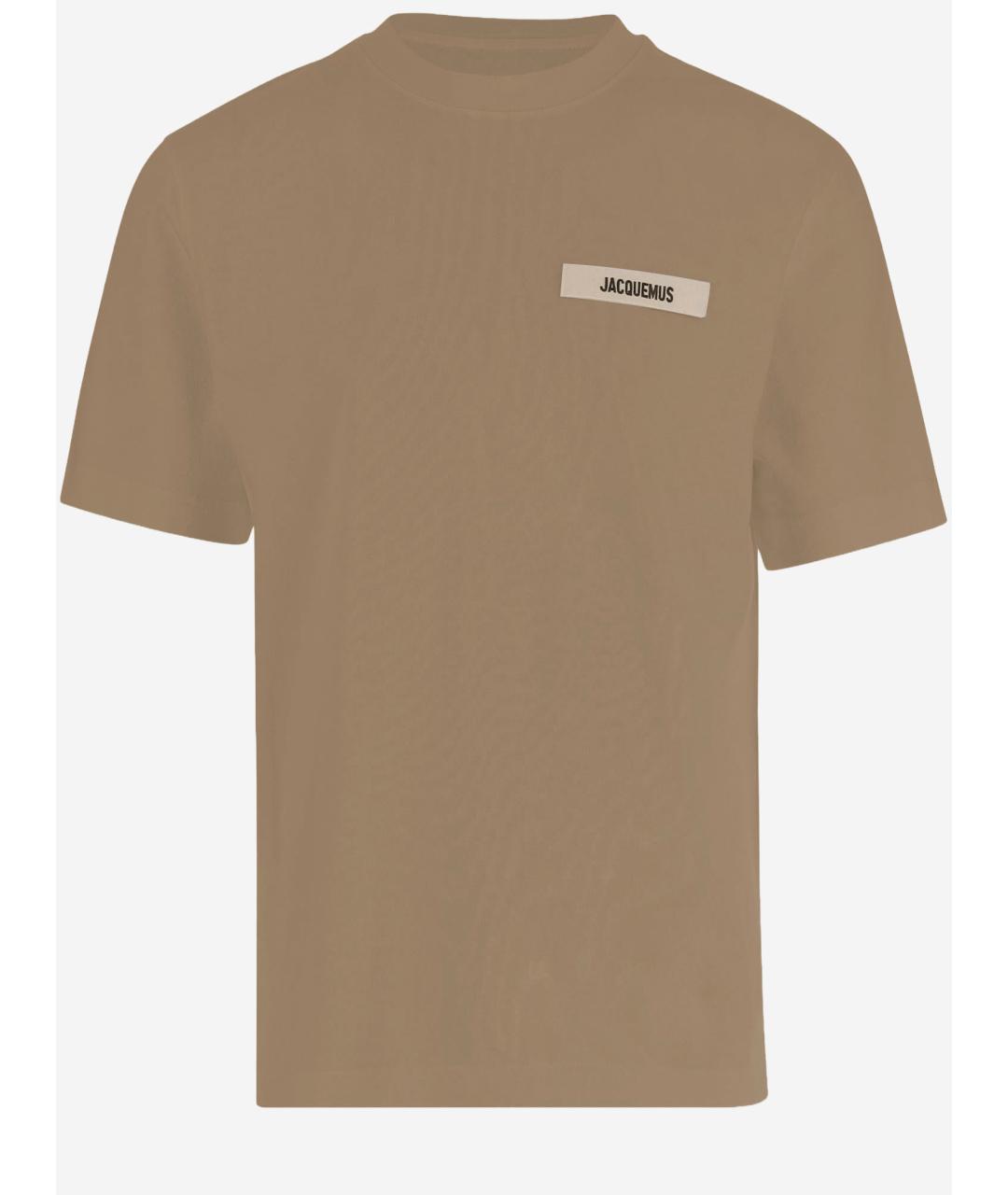JACQUEMUS Бежевая хлопковая футболка, фото 4