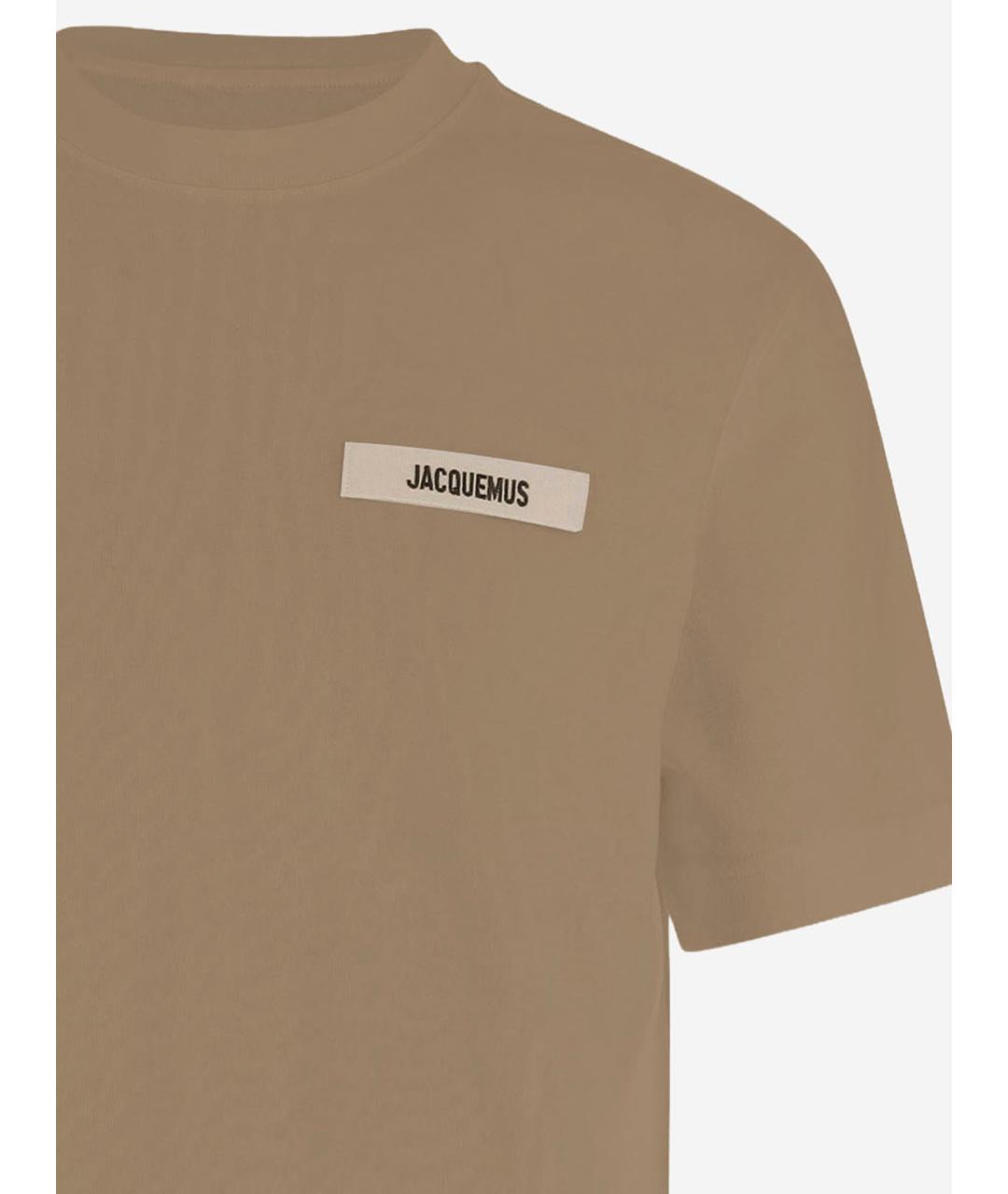JACQUEMUS Бежевая хлопковая футболка, фото 3