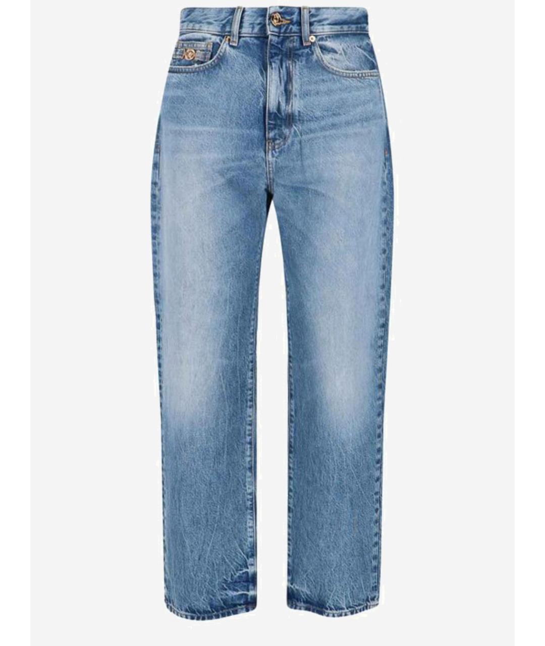 VERSACE Синие хлопковые прямые джинсы, фото 4