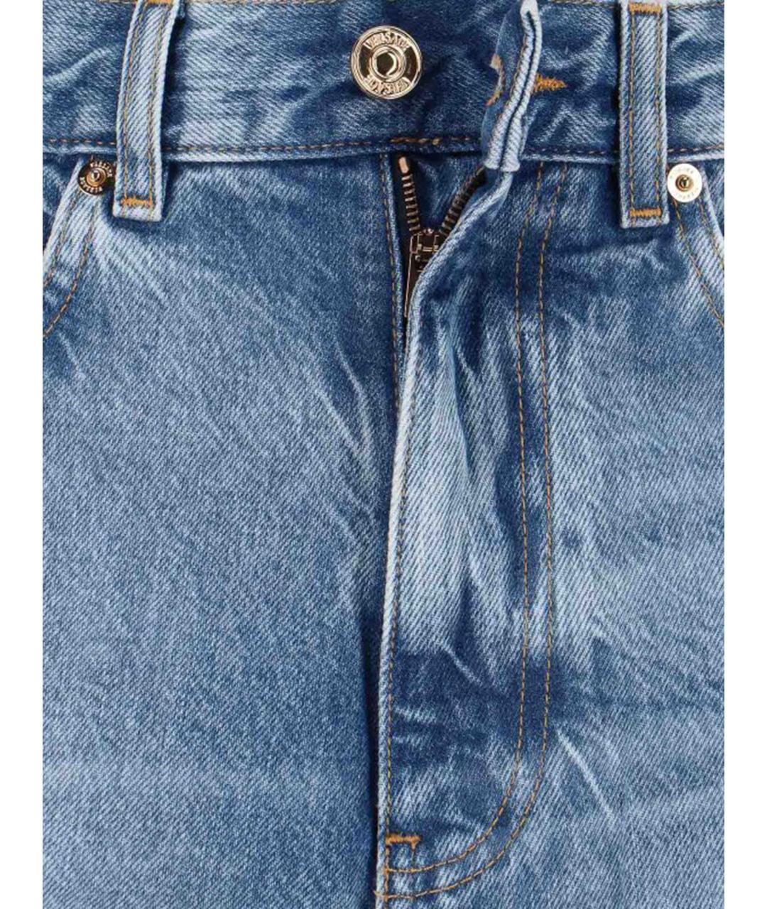 VERSACE Синие хлопковые прямые джинсы, фото 3