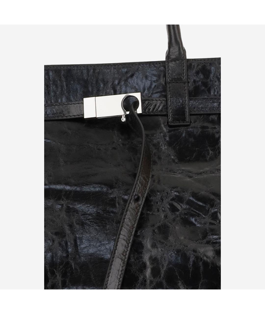 BENEDETTA BRUZZICHES Черная кожаная сумка тоут, фото 4