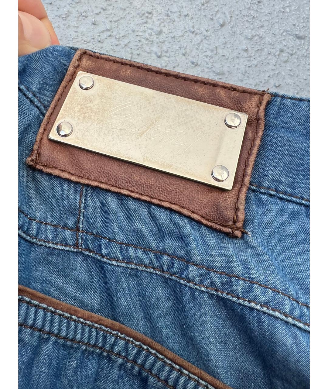 BRIONI Синие хлопковые прямые джинсы, фото 4