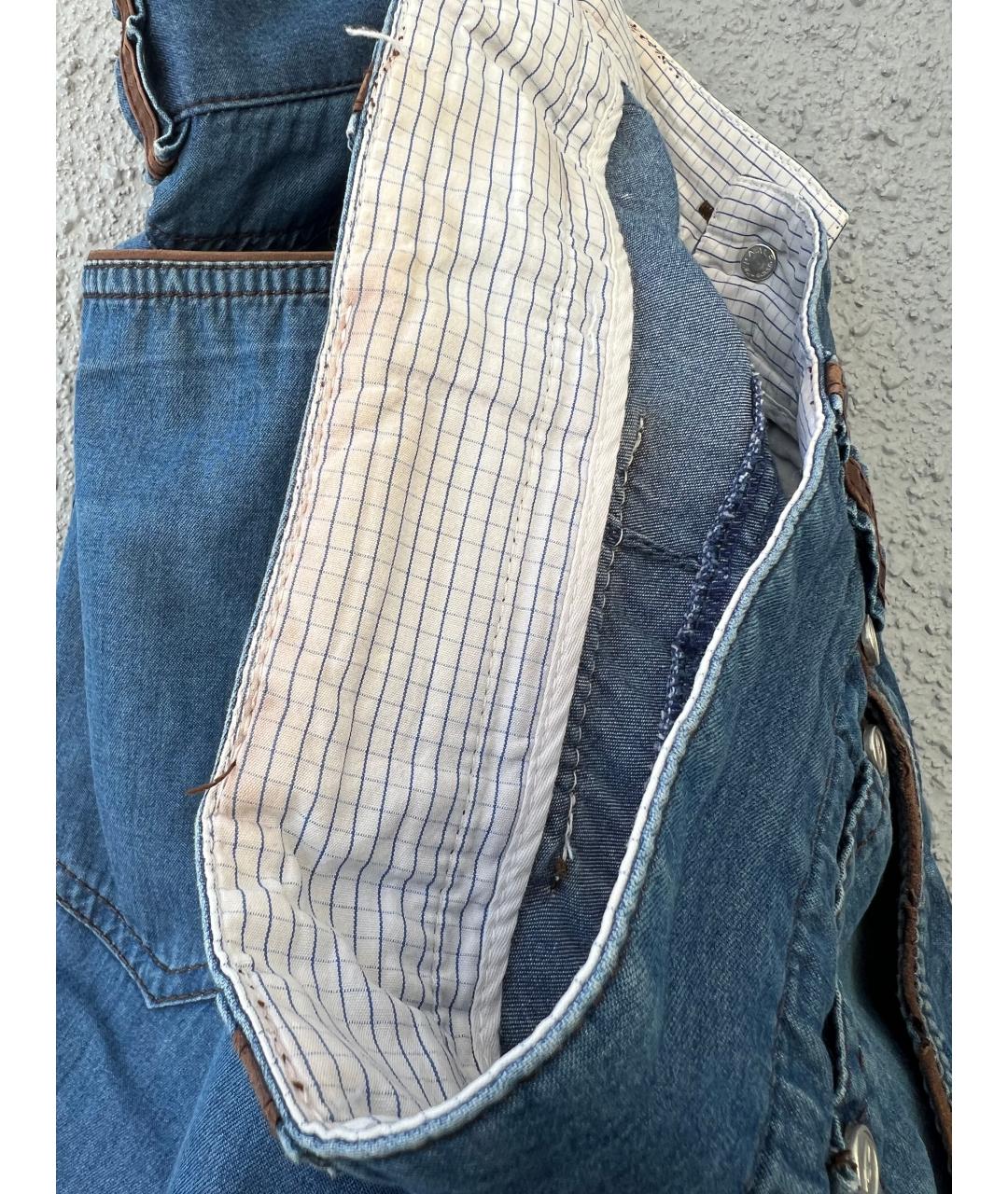 BRIONI Синие хлопковые прямые джинсы, фото 5