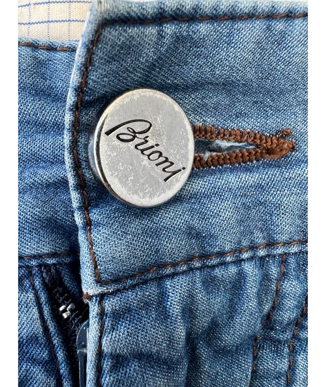 BRIONI Синие хлопковые прямые джинсы, фото 3