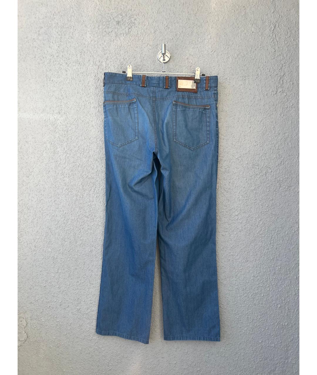 BRIONI Синие хлопковые прямые джинсы, фото 2