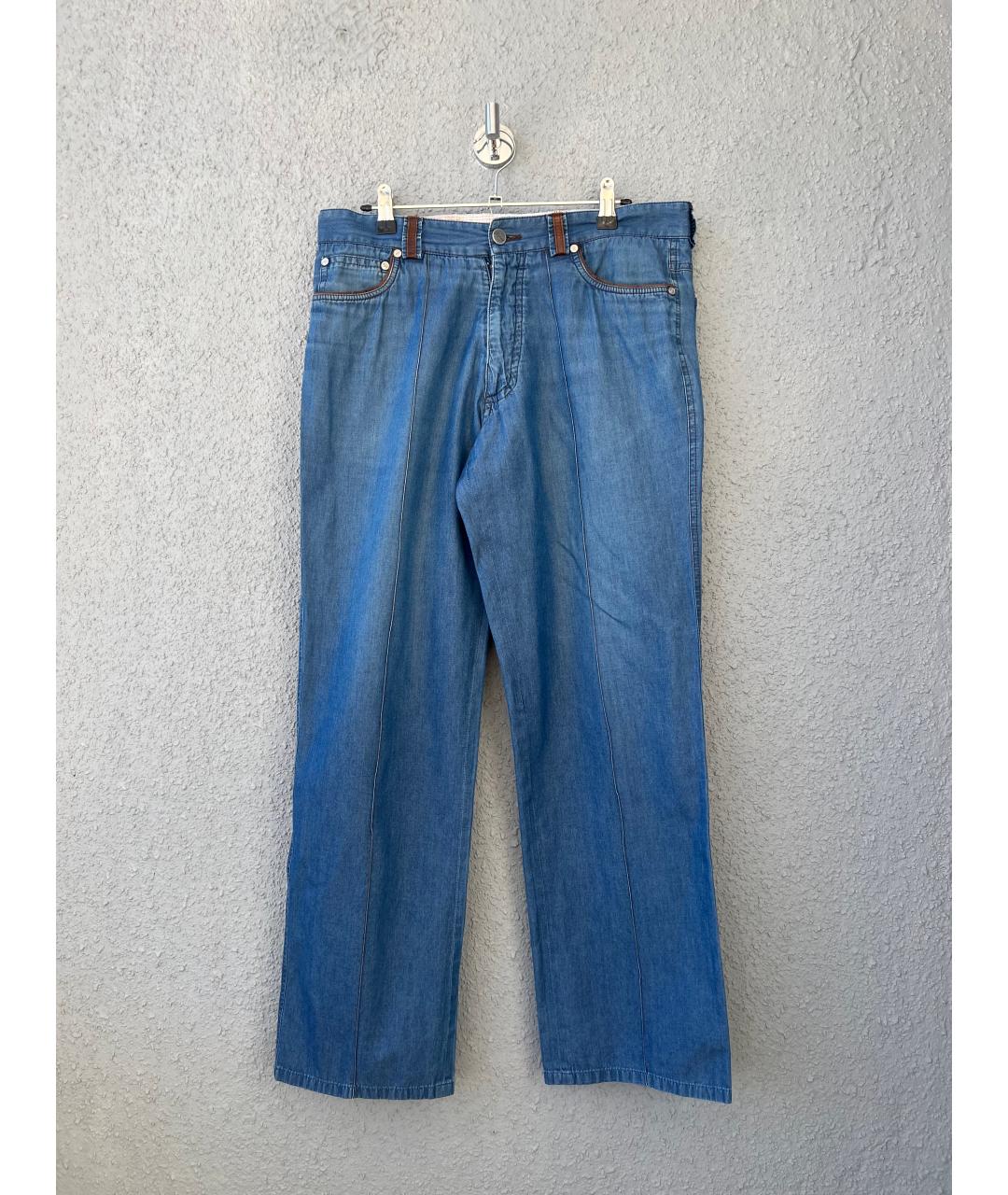 BRIONI Синие хлопковые прямые джинсы, фото 8