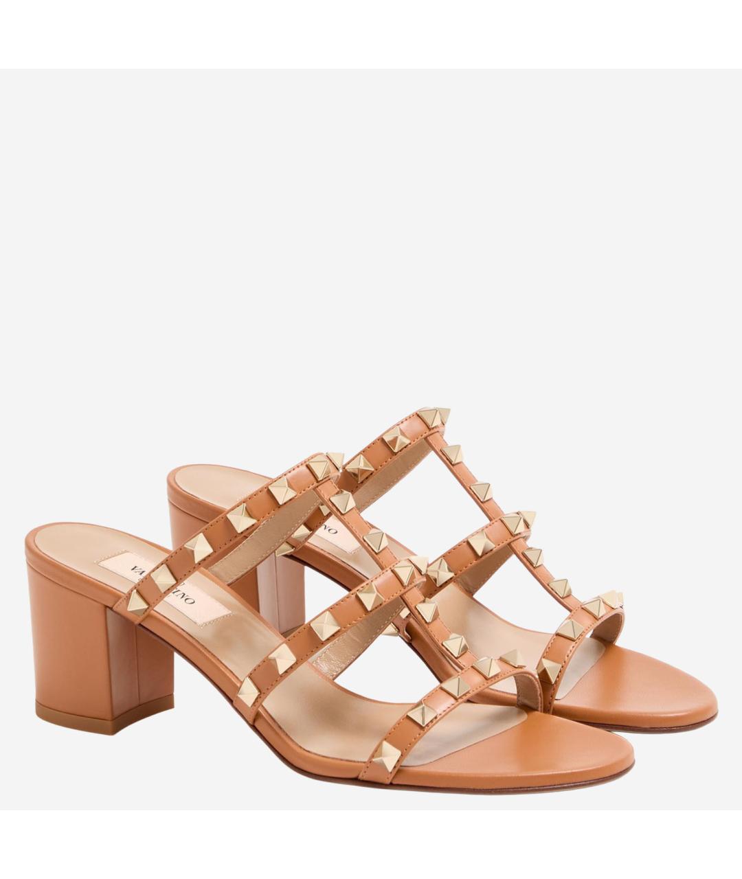 VALENTINO Коричневые кожаные босоножки, фото 3