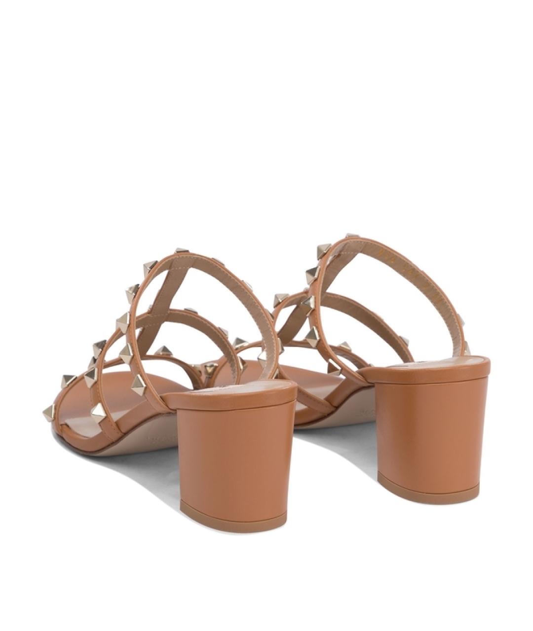 VALENTINO Коричневые кожаные босоножки, фото 4